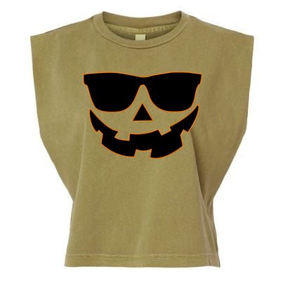 Halloween Jack-O- Lantern With Shades Garment-Dyed Women's Muscle Tee