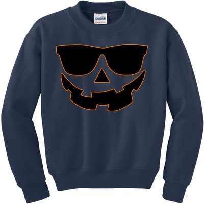 Halloween Jack-O- Lantern With Shades Kids Sweatshirt