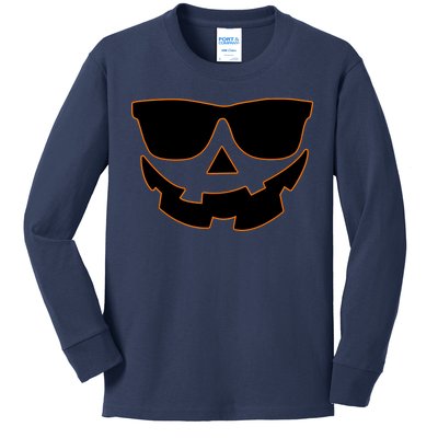 Halloween Jack-O- Lantern With Shades Kids Long Sleeve Shirt