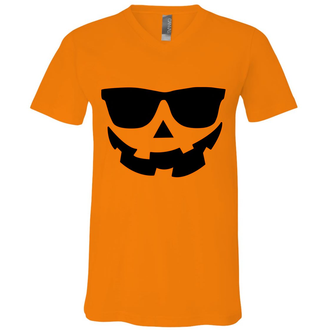 Halloween Jack-O- Lantern With Shades V-Neck T-Shirt