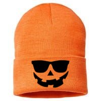 Halloween Jack-O- Lantern With Shades Sustainable Knit Beanie