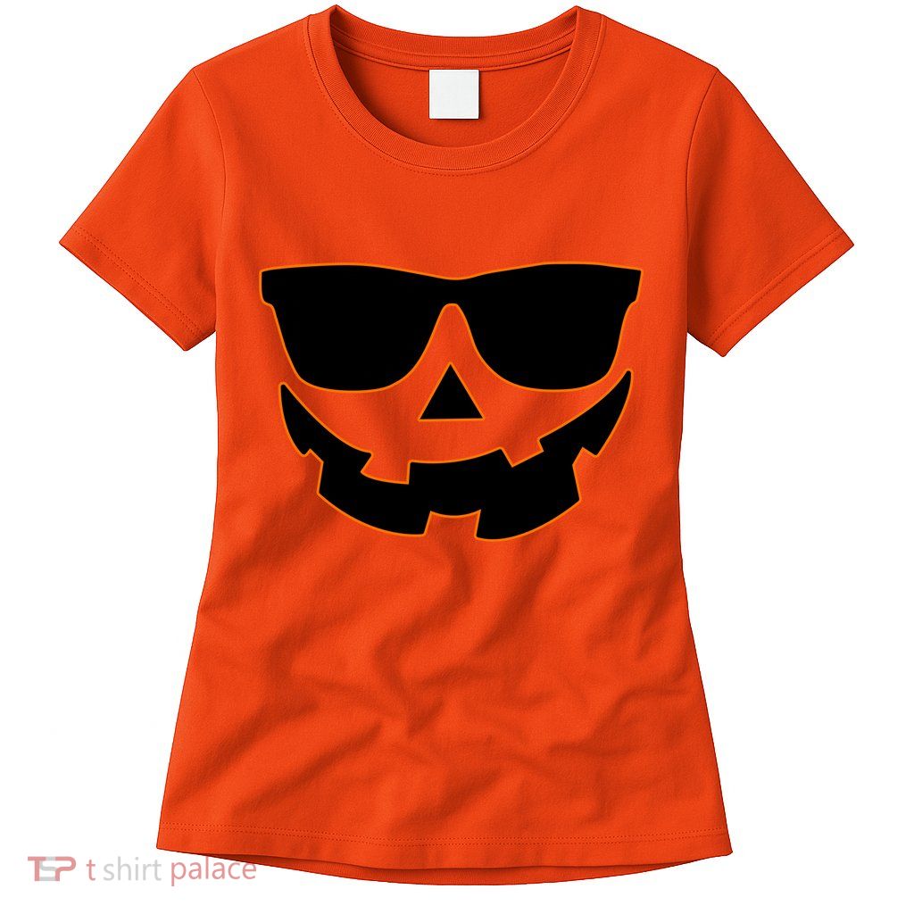 Halloween Jack-O- Lantern With Shades Womens T-Shirt