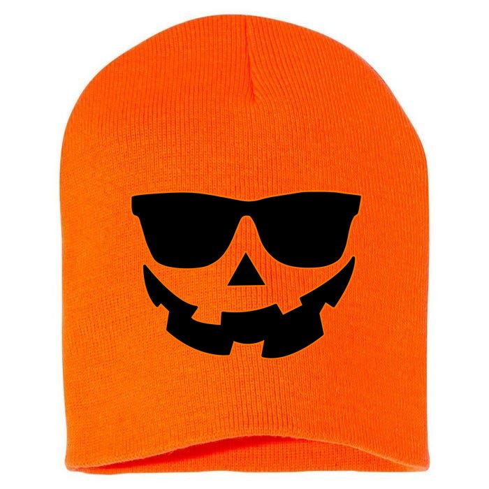 Halloween Jack-O- Lantern With Shades Short Acrylic Beanie