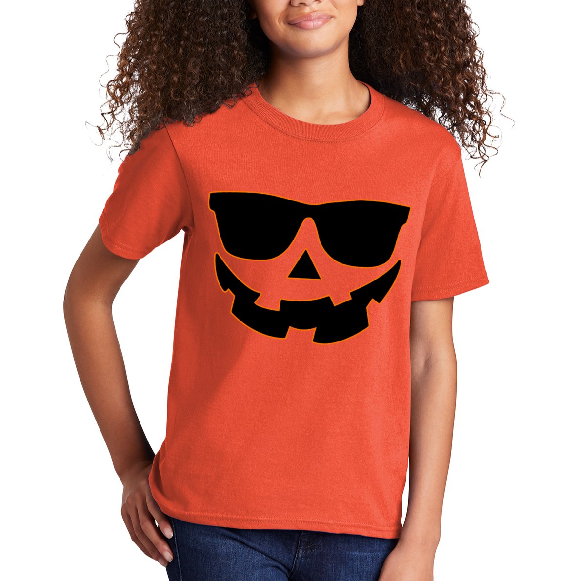 Halloween Jack-O- Lantern With Shades Kids T-Shirt