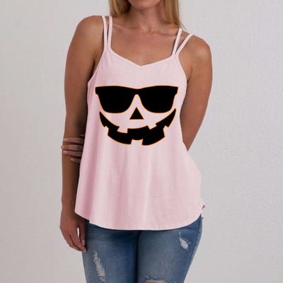 Halloween Jack-O- Lantern With Shades Women's Strappy Tank