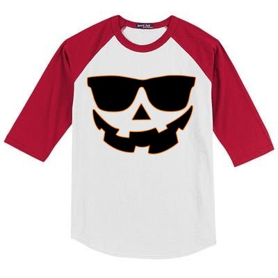 Halloween Jack-O- Lantern With Shades Kids Colorblock Raglan Jersey