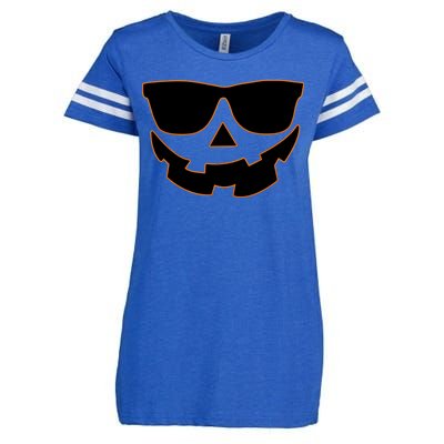 Halloween Jack-O- Lantern With Shades Enza Ladies Jersey Football T-Shirt