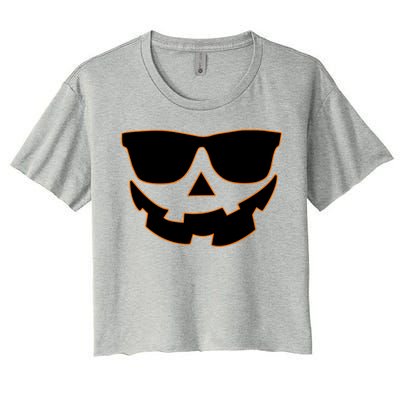 Halloween Jack-O- Lantern With Shades Women's Crop Top Tee