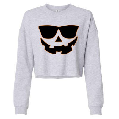 Halloween Jack-O- Lantern With Shades Cropped Pullover Crew