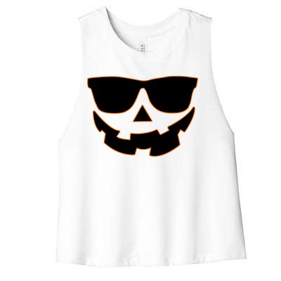 Halloween Jack-O- Lantern With Shades Women's Racerback Cropped Tank