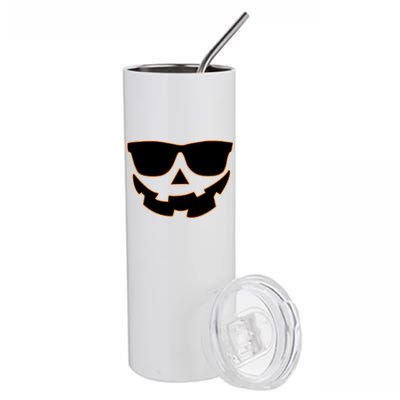 Halloween Jack-O- Lantern With Shades Stainless Steel Tumbler