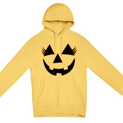 Halloween Jack-O-Lantern With Lashes Premium Pullover Hoodie