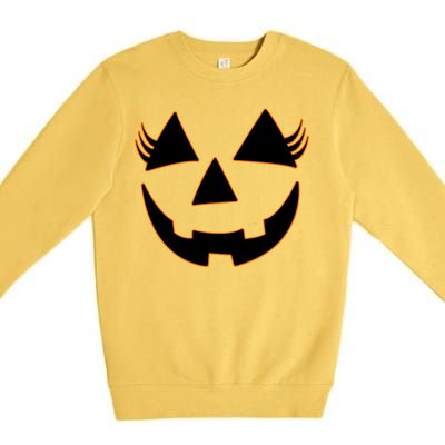 Halloween Jack-O-Lantern With Lashes Premium Crewneck Sweatshirt