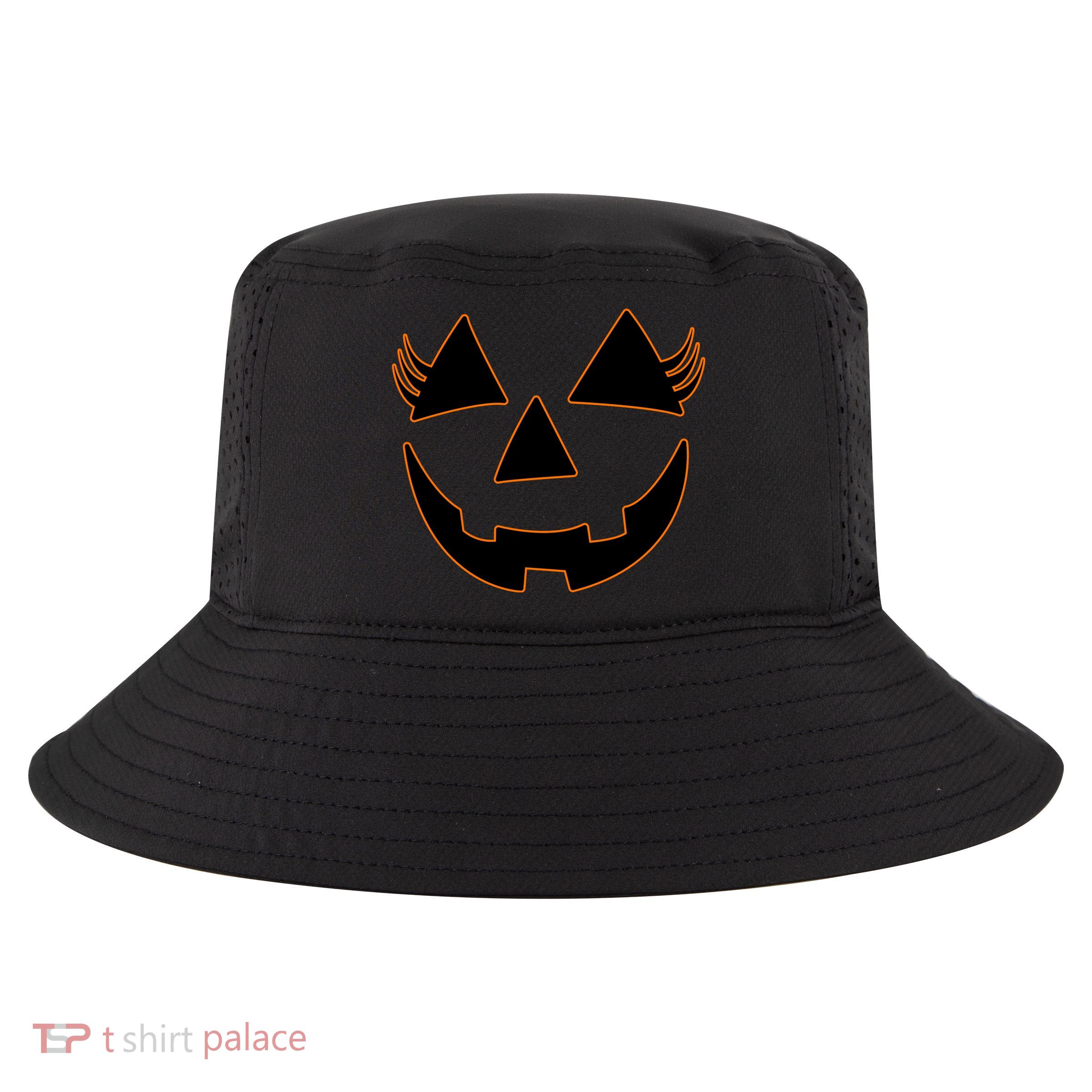 Halloween Jack-O-Lantern With Lashes Cool Comfort Performance Bucket Hat
