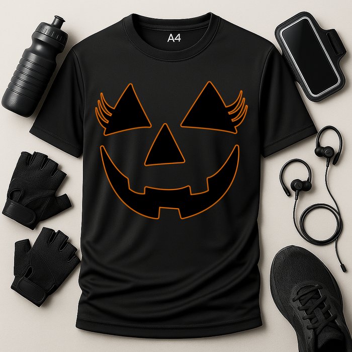 Halloween Jack-O-Lantern With Lashes Cooling Performance Crew T-Shirt