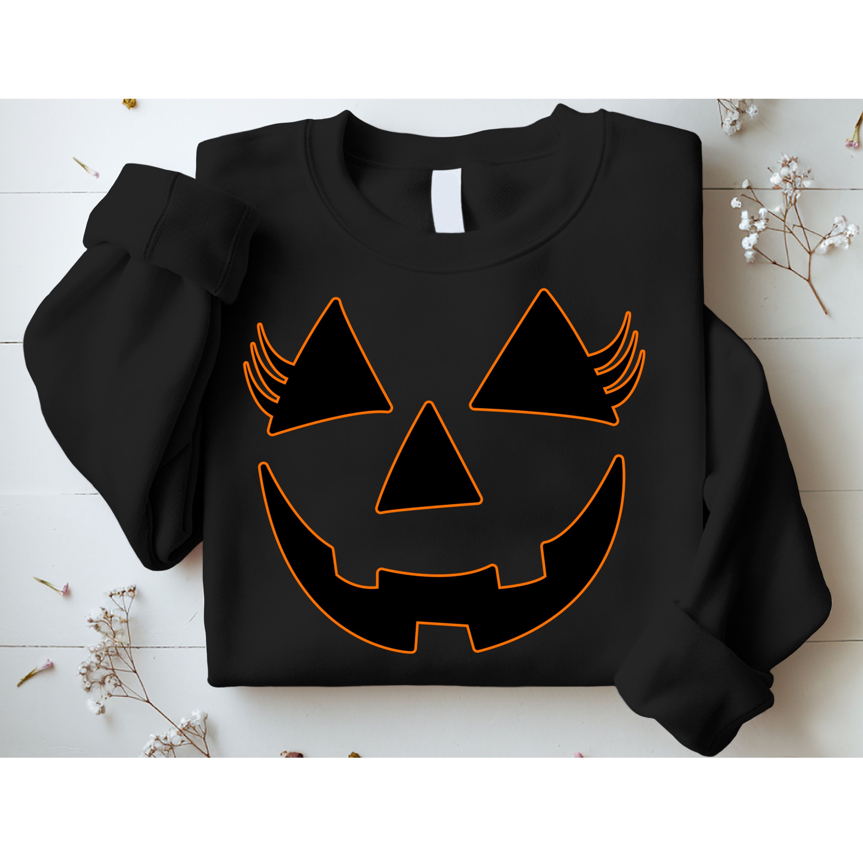 Halloween Jack-O-Lantern With Lashes Sweatshirt