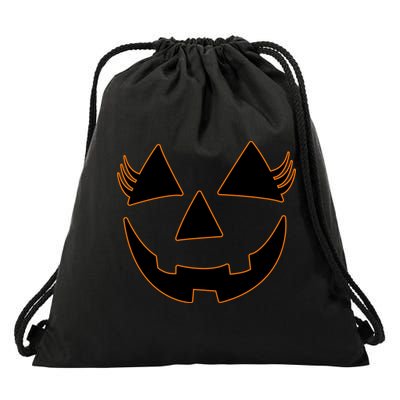 Halloween Jack-O-Lantern With Lashes Drawstring Bag