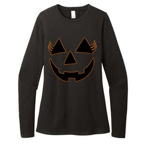 Halloween Jack-O-Lantern With Lashes Womens CVC Long Sleeve Shirt