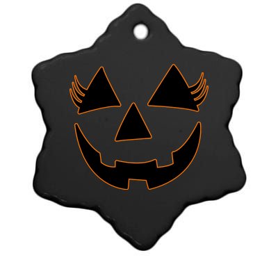 Halloween Jack-O-Lantern With Lashes Ceramic Star Ornament