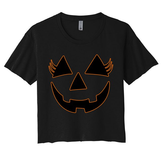 Halloween Jack-O-Lantern With Lashes Crop Top