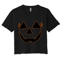 Halloween Jack-O-Lantern With Lashes Women's Crop Top Tee