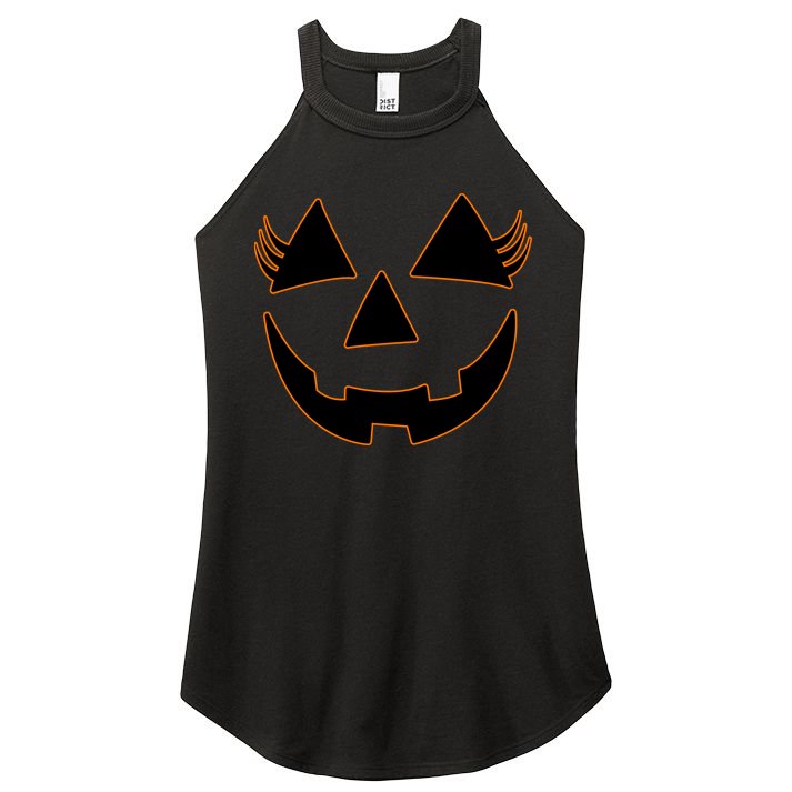 Halloween Jack-O-Lantern With Lashes Women's Perfect Tri Rocker Tank