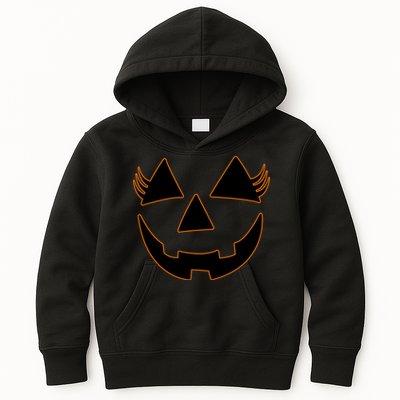Halloween Jack-O-Lantern With Lashes Kids Hoodie