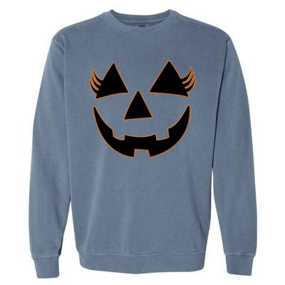 Halloween Jack-O-Lantern With Lashes Garment-Dyed Sweatshirt