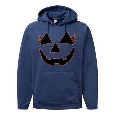 Halloween Jack-O-Lantern With Lashes Performance Fleece Hoodie