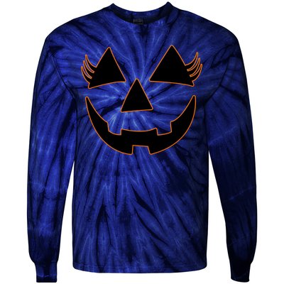 Halloween Jack-O-Lantern With Lashes Tie-Dye Long Sleeve Shirt