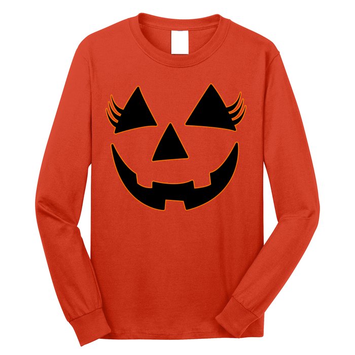 Halloween Jack-O-Lantern With Lashes Long Sleeve Shirt