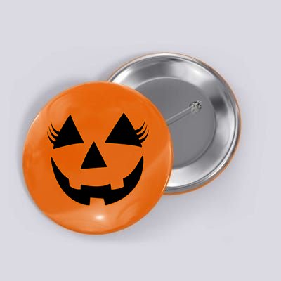 Halloween Jack-O-Lantern With Lashes Button