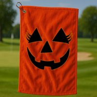 Halloween Jack-O-Lantern With Lashes Golf Towel