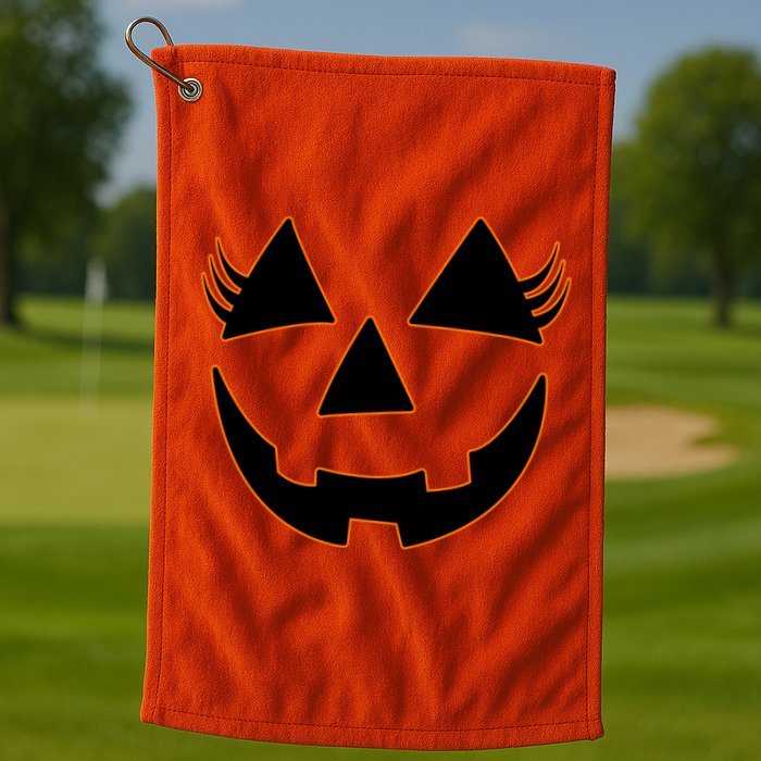 Halloween Jack-O-Lantern With Lashes Golf Towel