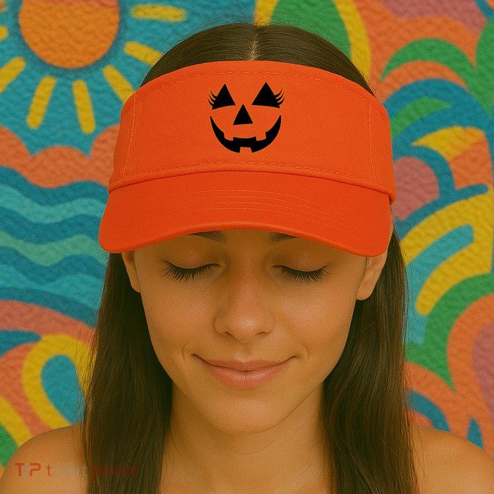 Halloween Jack-O-Lantern With Lashes Visor