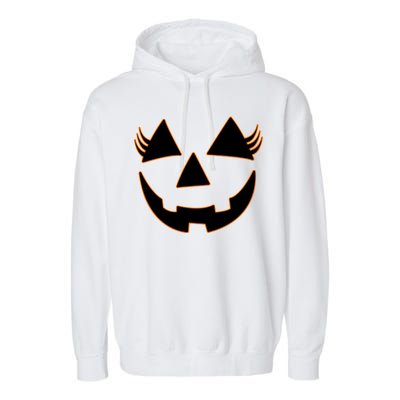 Halloween Jack-O-Lantern With Lashes Garment-Dyed Fleece Hoodie