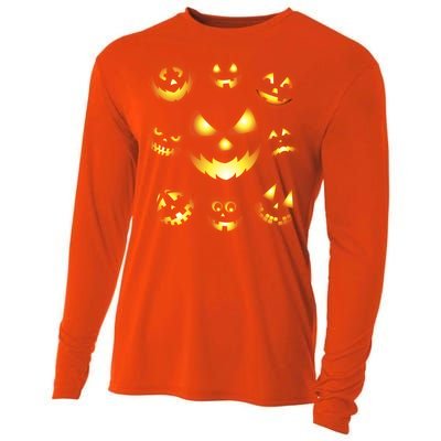 Halloween Jack O'Lantern Pumpkin Faces Cooling Performance Long Sleeve Crew