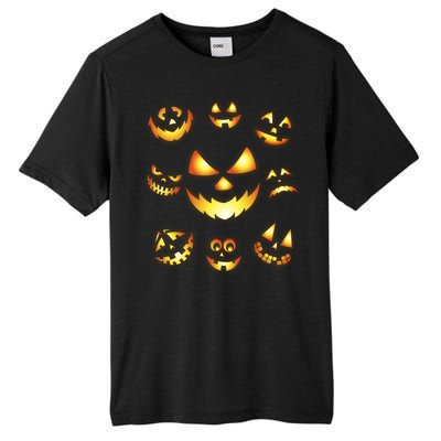 Halloween Jack O'Lantern Pumpkin Faces Tall Fusion ChromaSoft Performance T-Shirt