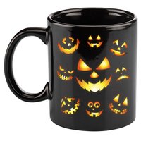 Halloween Jack O'Lantern Pumpkin Faces 11oz C Handle Ceramic Mug