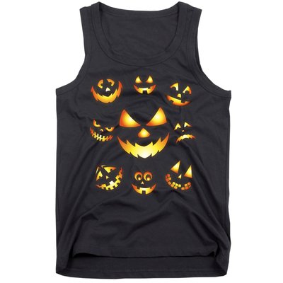 Halloween Jack O'Lantern Pumpkin Faces Tank Top