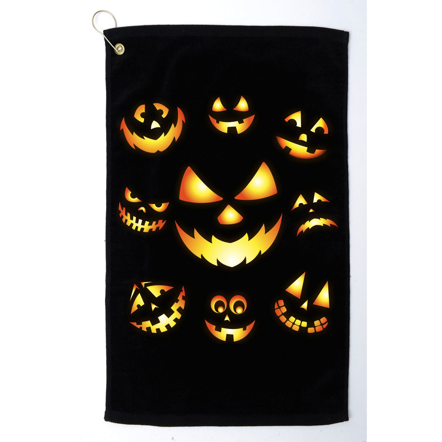 Halloween Jack O'Lantern Pumpkin Faces Golf Towel