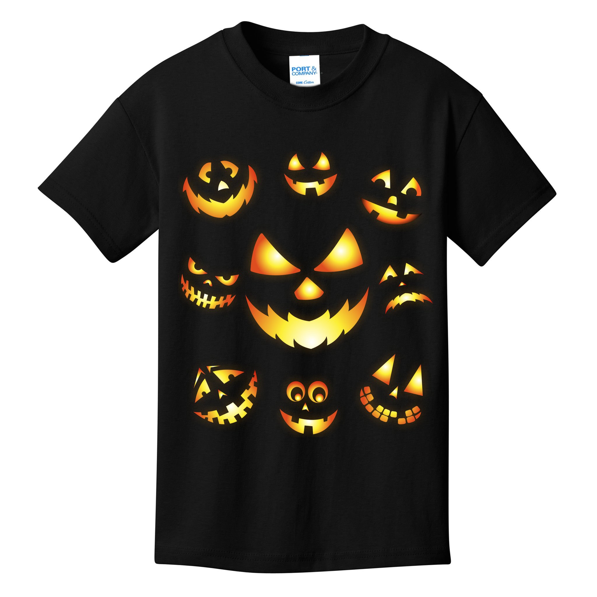 Halloween Jack O'Lantern Pumpkin Faces Kids T-Shirt