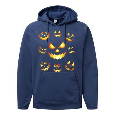 Halloween Jack O'Lantern Pumpkin Faces Performance Fleece Hoodie