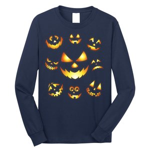 Halloween Jack O'Lantern Pumpkin Faces Long Sleeve Shirt