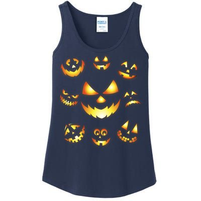 Halloween Jack O'Lantern Pumpkin Faces Ladies Essential Tank