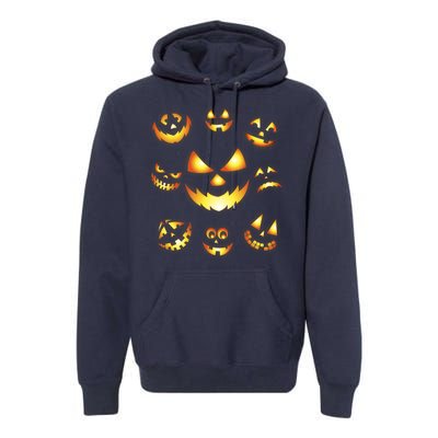 Halloween Jack O'Lantern Pumpkin Faces Premium Hoodie