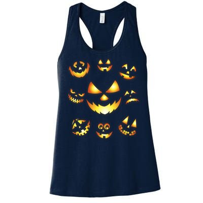 Halloween Jack O'Lantern Pumpkin Faces Women's Racerback Tank