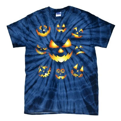 Halloween Jack O'Lantern Pumpkin Faces Tie-Dye T-Shirt