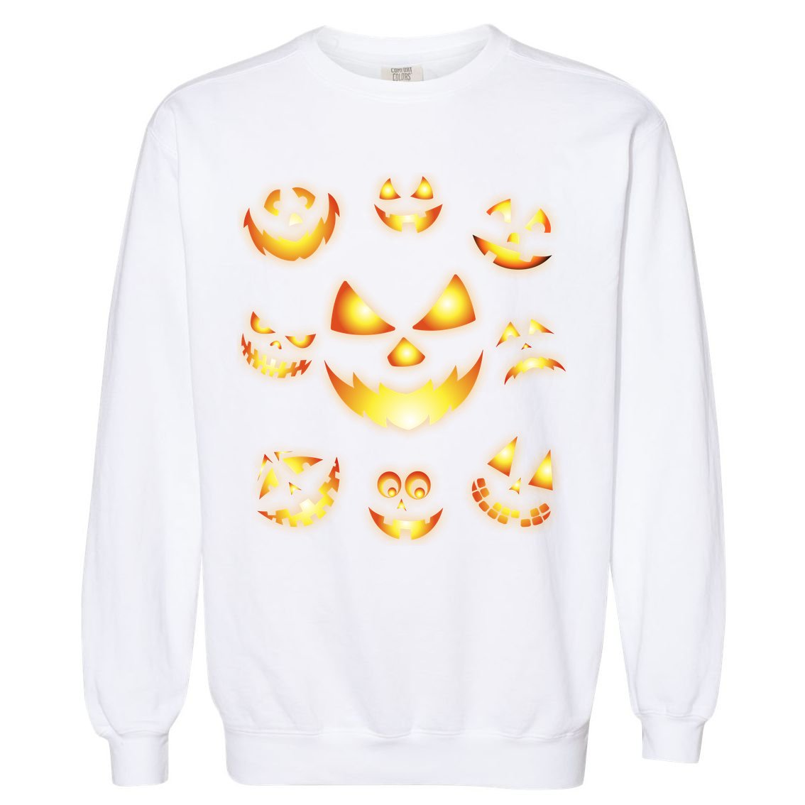 Halloween Jack O'Lantern Pumpkin Faces Garment-Dyed Sweatshirt