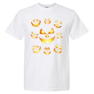 Halloween Jack O'Lantern Pumpkin Faces Garment-Dyed Heavyweight T-Shirt